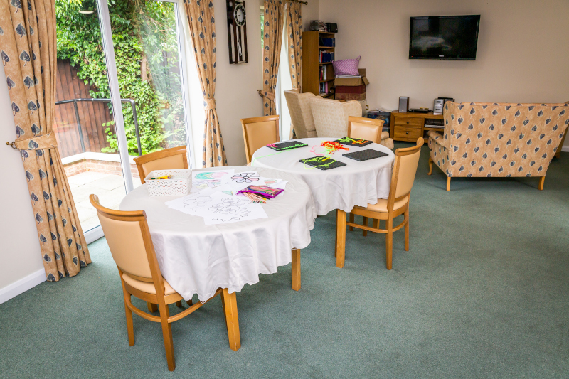 Care home activity tables set out